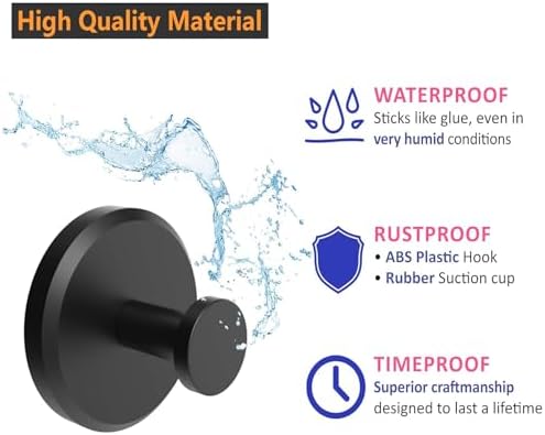 2-Piece Suction Cup Hooks Stainless Steel Matte Black
