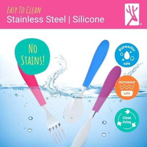Elk and Friends Kids Silverware with Silicone Handle