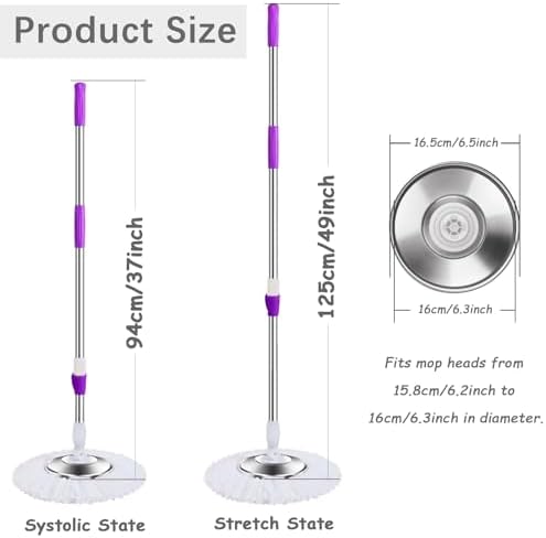 Sturdy 49-inch 360-Degree Rotating Telescoping Mop Handle