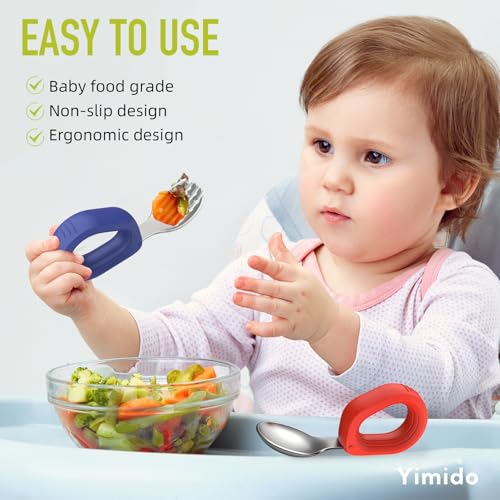 Sturdy Baby Utensils Set Safe for Dishwasher RedBlue Collision-Proof Design