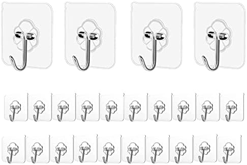 Adhesive Hooks Kitchen Wall Hooks 24 Pack Heavy Duty 33lb Max Nail Free