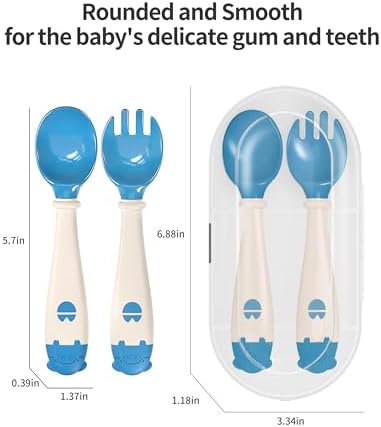 Deejoy Toddler Utensils Set Self-Feeding Flatware with Travel Case for Babies