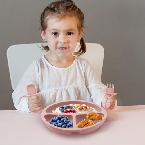 Eascrozn Silicone Baby Spoon and Fork Set