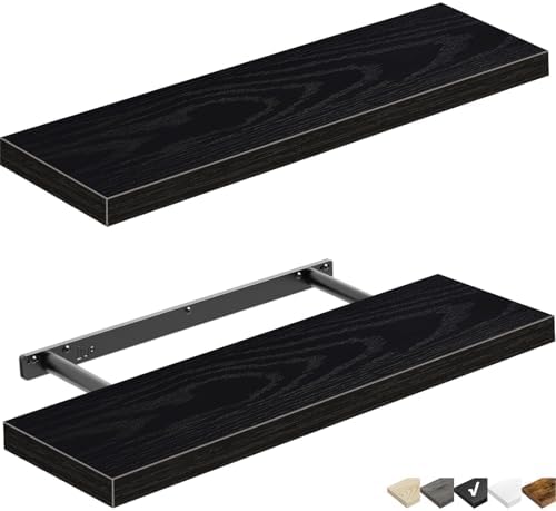 QEEIG 24-Inch Wood Bathroom Shelves Durable Functional for 2 Sets
