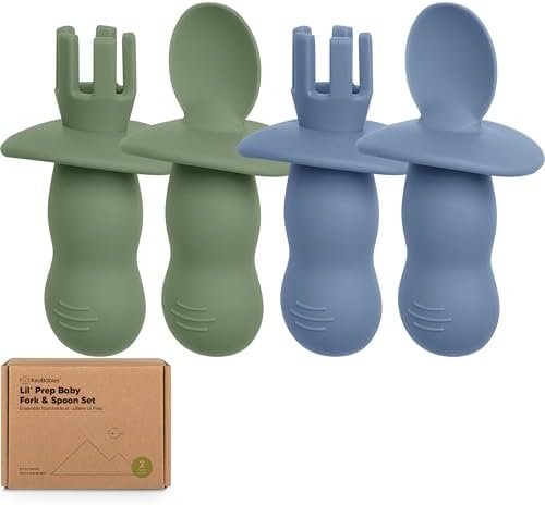 KeaBabies 4-Pack Silicone Baby Spoons and Forks Set