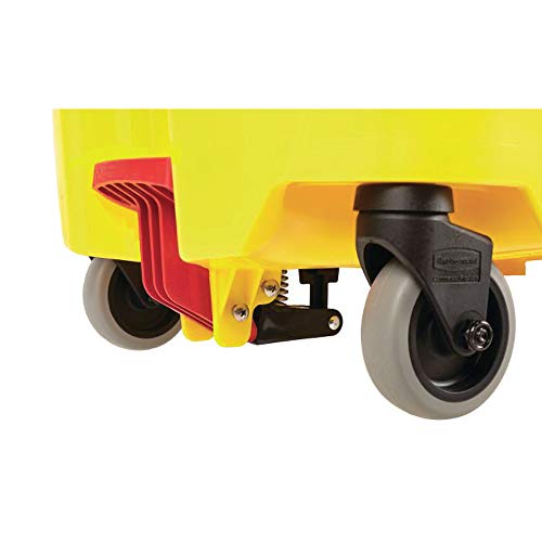 Rubbermaid 44 qt WaveBrake Mop Bucket on Wheels with Foot Drain Yellow