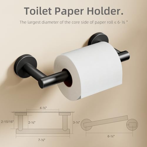 Premium Black Toilet Paper Holder with Pivoting Design for Home Use