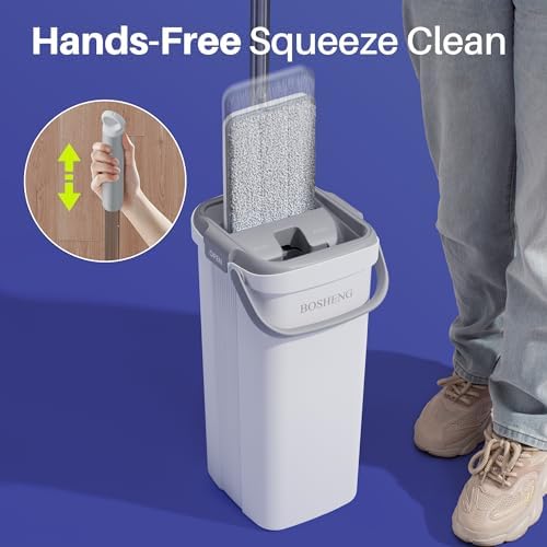 Dual Tank Mop Bucket Set with Extendable Handle for Efficient Cleaning
