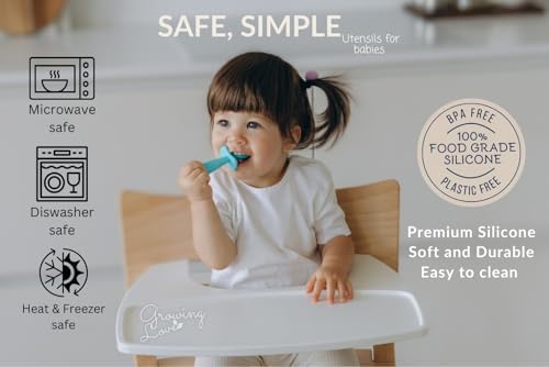 Growing Love Self-Feeding Baby Spoons Silicone with Anti-Choke Shield