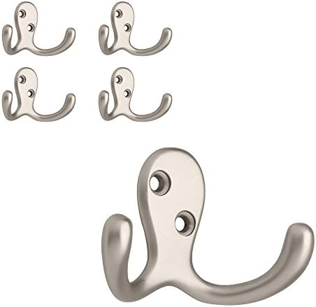 5-Pack Double Wall Hooks Matte Nickel for Cobra Hangers