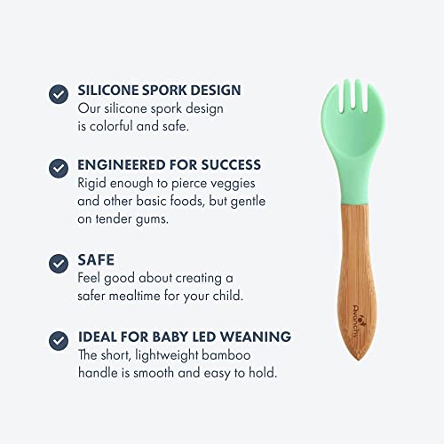Avanchy Baby Fork Set - Bamboo and Silicone Spork for Toddler