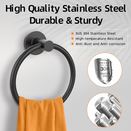 Matte Black 2-Pack Stainless Towel Rings