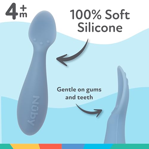 Nuby Silicone Mini Spoons 2-Pack for 4 Month Babies Blue