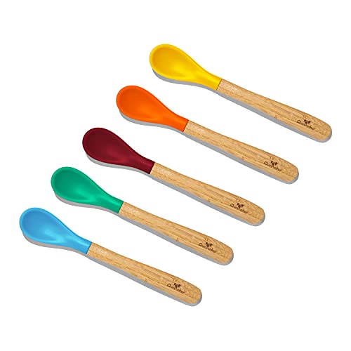 Avanchy Bamboo Silicone Baby Feeding Spoon Safe Ergonomic BPA-Free