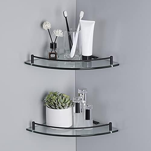 Stainless Steel Tempered Glass Corner Shelf for Bathroom