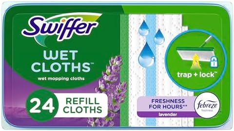 Swiffer Sweeper Wet Mopping Cloth 24 Count with Freshness Lavender Vanilla Scent