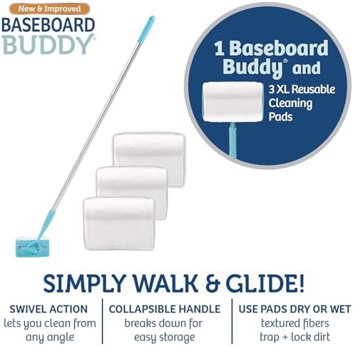 Baseboard Buddy Baseboard Molding Cleaning Tool with 3 Pads