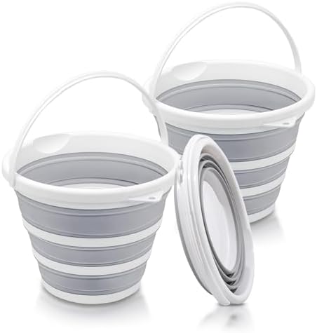 2-Pack Collapsible Mopping Buckets Durable RV Camping Cleaning Essentials