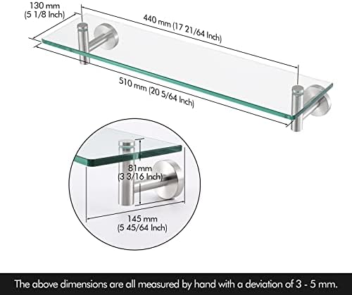 KES Floating Tempered Glass Shelf Rust-Resistant Wall-Mounted