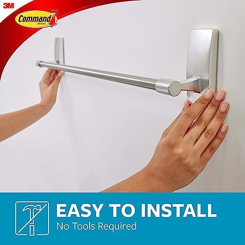 Command Bath Towel Bar Satin Nickel Water-Resistant 24-inch Bar