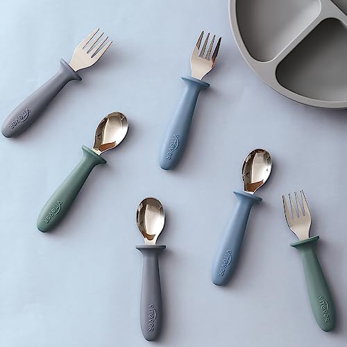 6-Piece Toddler Flatware Set with Silicone Handle for Preschoolers
