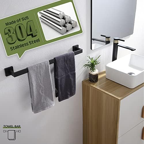 24-Inch Stainless Steel Towel Bar Matte Black