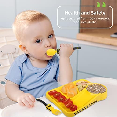 Construction Toddler Plate Set with Removable Straw - Healthy Eating for Kids