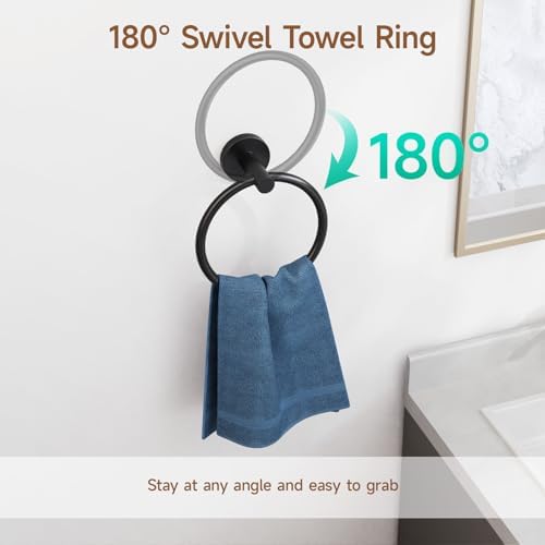 USHOWER Matte Black Bathroom Hardware Set for Modern Bathrooms
