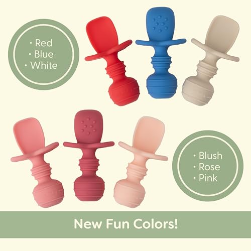 UpwardBaby Self-Feeding Spoons with Anti-Choke Barrier Silicone for 4 Months