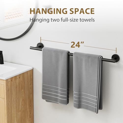 Matte Black Towel Bar 24-Inch Stainless Steel