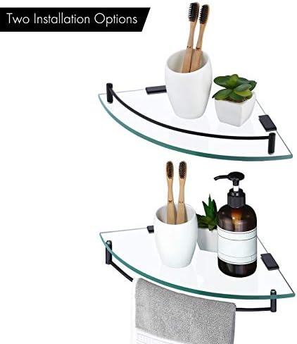 Stainless Steel Tempered Glass Corner Shelf for Bathroom