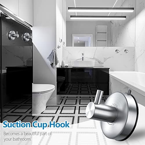 DGYB Suction Cup Shower Tuple 2PCS brushed Nickel Towel Loofah Hook