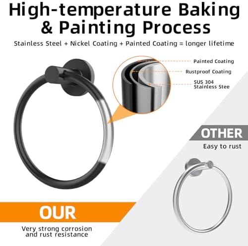 Matte Black 2-Pack Stainless Towel Rings