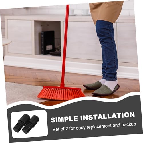 2-Piece Black Plastic Broom Handle Connector
