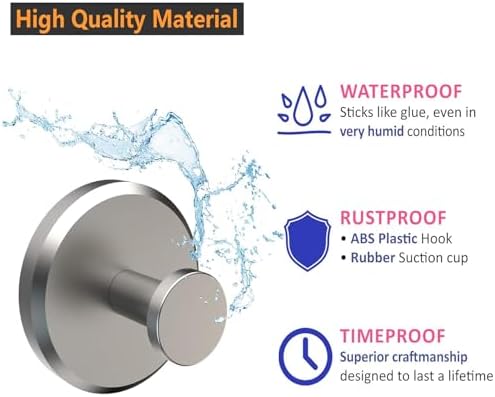 2-Piece Stainless Steel Suction Cup Hooks for Home Bathroom Use