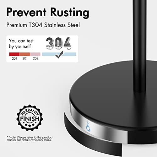 Sturdy Mat Black Stainless Steel Toilet Paper Holder Stand