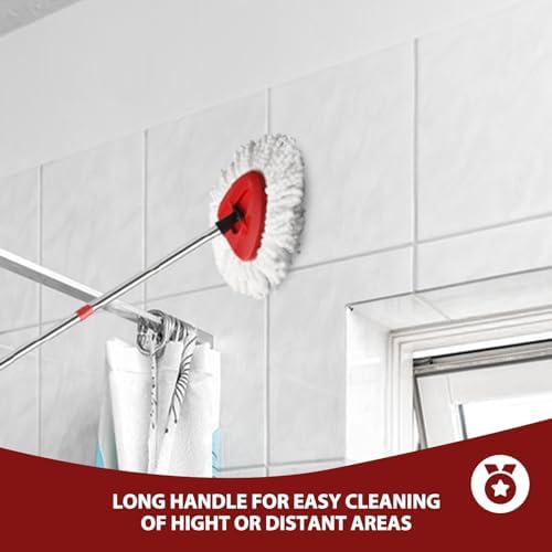 4-Section Adjustable Spin Mop Handle - Durable for Easy Cleaning