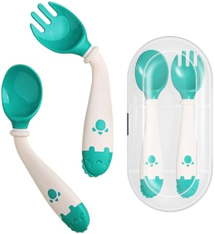 Deejoy Toddler Utensils Self-feeding Flatware Set with Travel Case