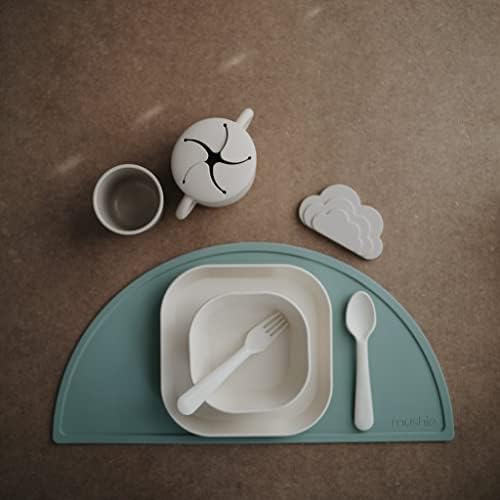Mushie Flatware for Kids Fork Spoon Set Ivory