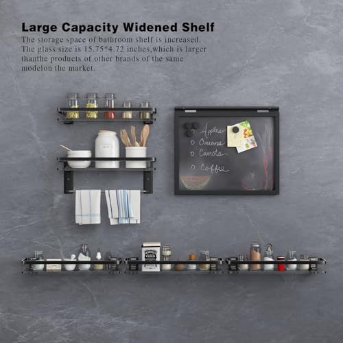 Secure Black tempered Glass Shelf 157in Extend your space