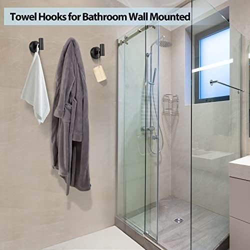 Kruodop 2-Piece Black Towel Hook Wall-Mounted Bathroom