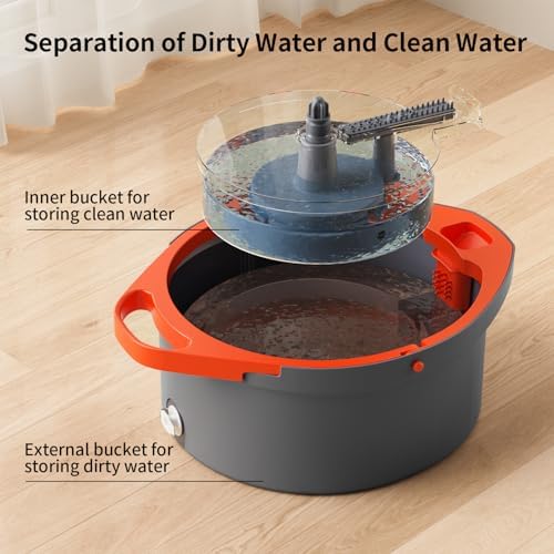 Efficient Dual Bucket Spin Mop with Foldable Handle for Deep Cleaning