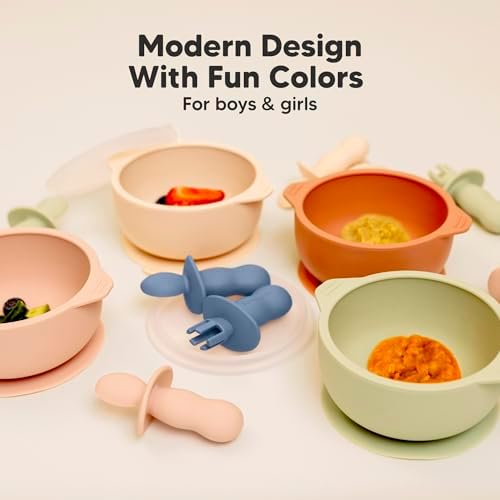 KeaBabies 4-Pack Silicone Baby Spoons and Forks Set