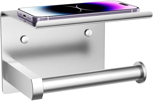 Tindbea Toilet Paper Holder with Phone Shelf Brushed Nickel