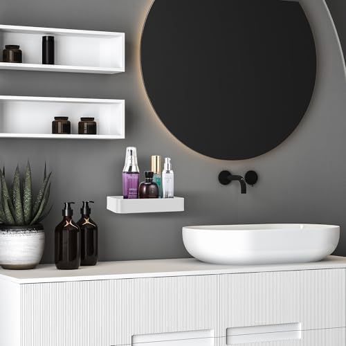 White Floating Wall Organizer for Bathroom