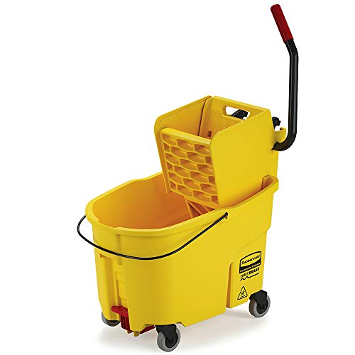 Rubbermaid 44 qt WaveBrake Mop Bucket on Wheels with Foot Drain Yellow