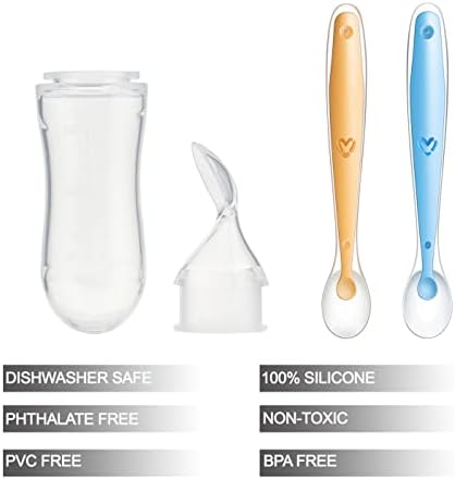 PandaEar 2 Pack Baby Food Spoon Disperner 2 Silicone Baby Spoons