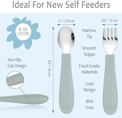 CoixFoam Toddler Utensils Set of 8 Safe for Self Feeding