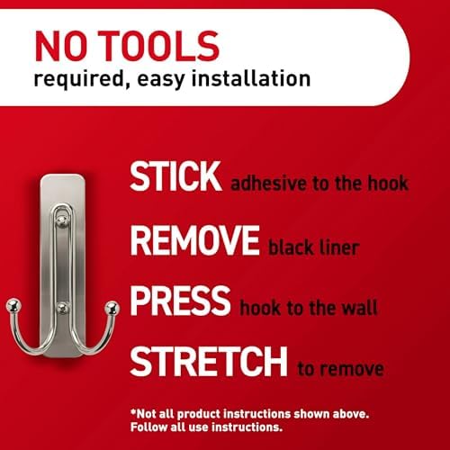 Secure Double Bathroom Wall Hook with Adhesive Strip