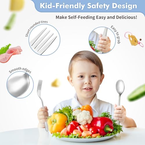 DRKIO - Safe Ergonomic Dishwasher-Ready Toddler Utensils with Animal-Themed Flatware
